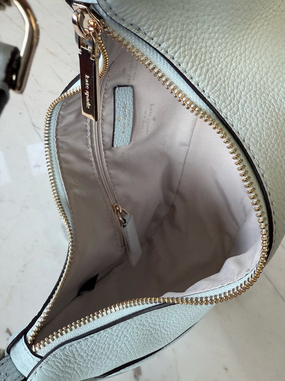 New Kate Spade Leila Pebbled Leather Shoulder/Crossbody Bag Crisp Sky - Picture 5 of 16
